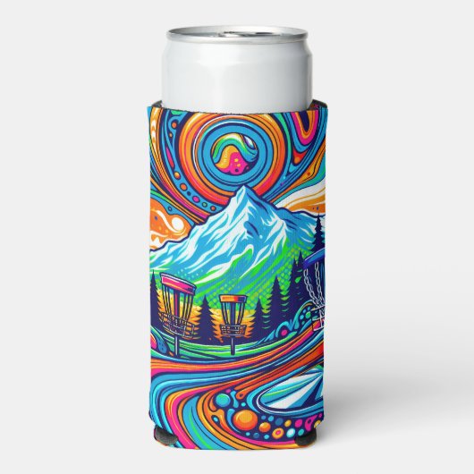 Psychedelic Disc Golfbaan Seltzer Blikjeskoeler (Seltzer Voorkant)