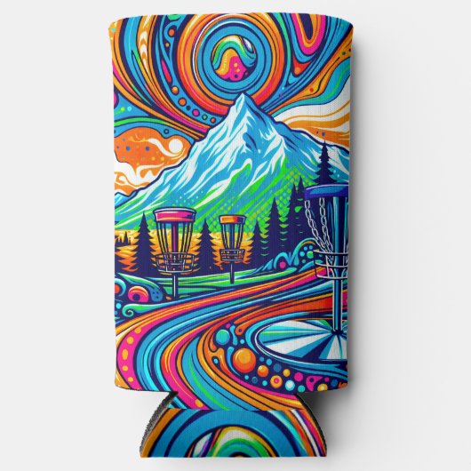 Psychedelic Disc Golfbaan Seltzer Blikjeskoeler (Voorkant)