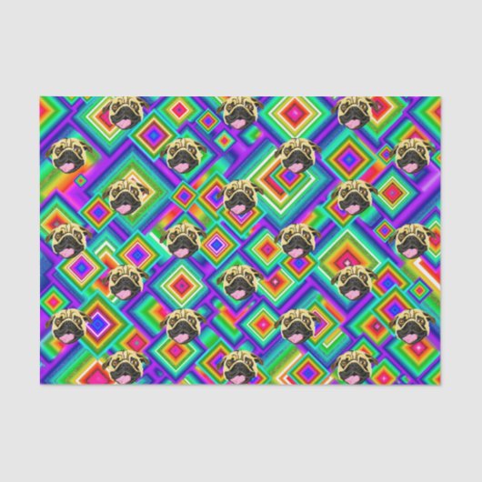 Psychedelic Dog Face-weefselpapier Tissuepapier (Voorkant)