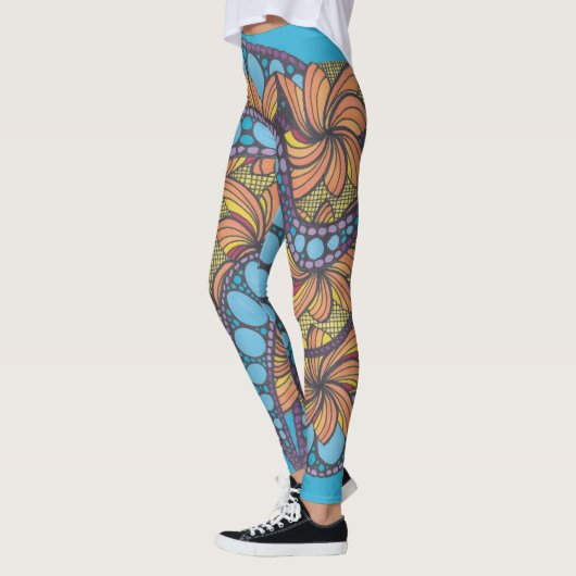 Psychedelic, doodle art, boho, abstract design leggings (Links)
