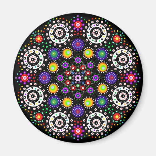 Psychedelic Dot Mandala Magneet (Voorkant)