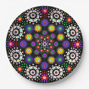 Psychedelic Dot Mandala Papieren Bordje