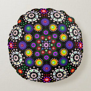 Psychedelic Dot Mandala Rond Kussen