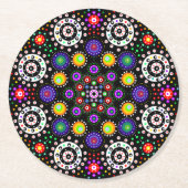 Psychedelic Dot Mandala Ronde Kartonnen Onderzetter (Voorkant)