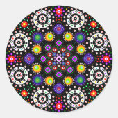 Psychedelic Dot Mandala Ronde Sticker (Voorkant)