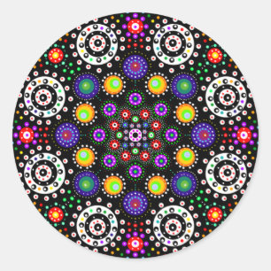 Psychedelic Dot Mandala Ronde Sticker