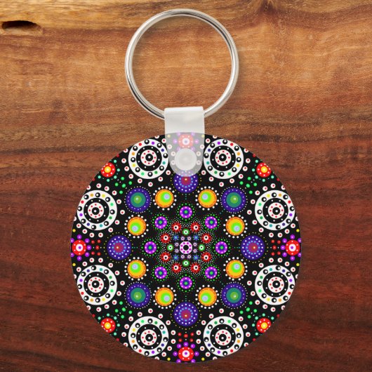 Psychedelic Dot Mandala Sleutelhanger (Achterkant)
