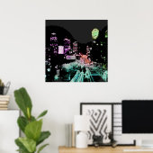 Psychedelic Downtown Kansas City Poster (Thuiskantoor)