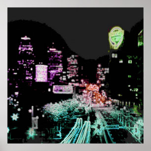 Psychedelic Downtown Kansas City Poster