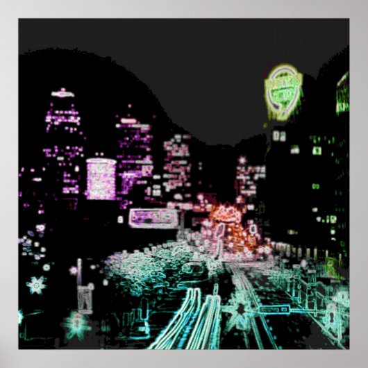 Psychedelic Downtown Kansas City Poster (Voorkant)