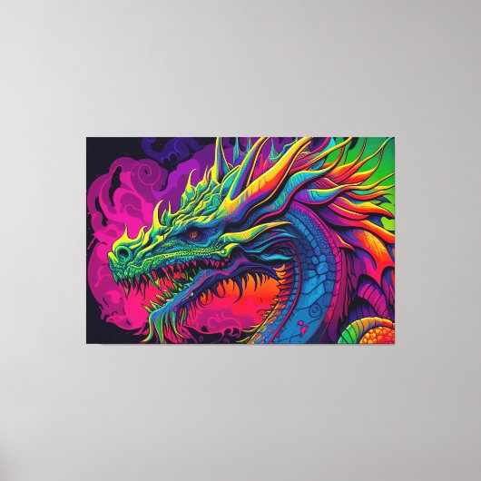 Psychedelic Dragon Design Canvas Afdruk (Voorkant)