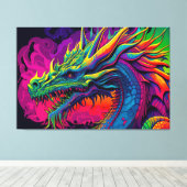 Psychedelic Dragon Design Canvas Afdruk (Insitu (Houten vloer))
