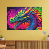 Psychedelic Dragon Design Canvas Afdruk (Insitu (Woonkamer))