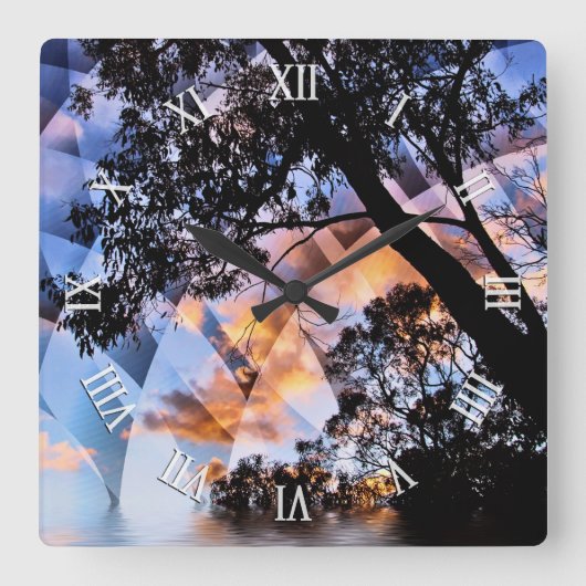 Psychedelic Dreams Nature Views Wall Clock Vierkante Klok (Voorkant)