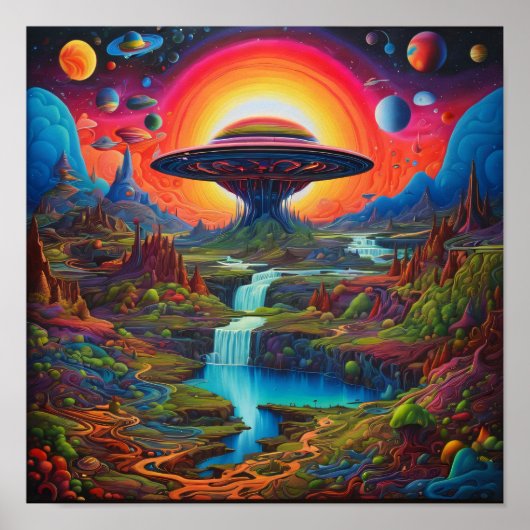 Psychedelic Dreamscape Alien Poster (Voorkant)