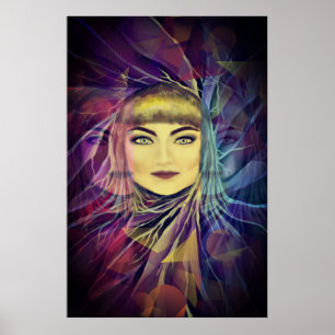 Psychedelic Dreamweaver Girl - Surrealisme schilde Poster