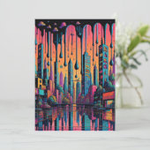 Psychedelic Drippy City Art Bedankkaart (Staand voorkant)