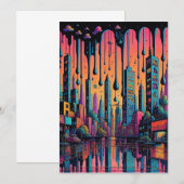 Psychedelic Drippy City Art Bedankkaart (Voorkant / Achterkant)