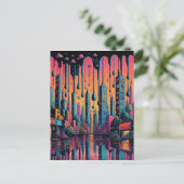 Psychedelic Drippy City Art Briefkaart (Staand voorkant)