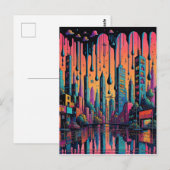 Psychedelic Drippy City Art Briefkaart (Voorkant / Achterkant)