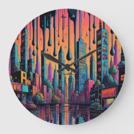 Psychedelic Drippy City Art Grote Klok
