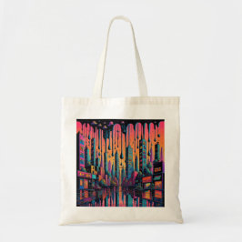 Psychedelic Drippy City Art Tote Bag