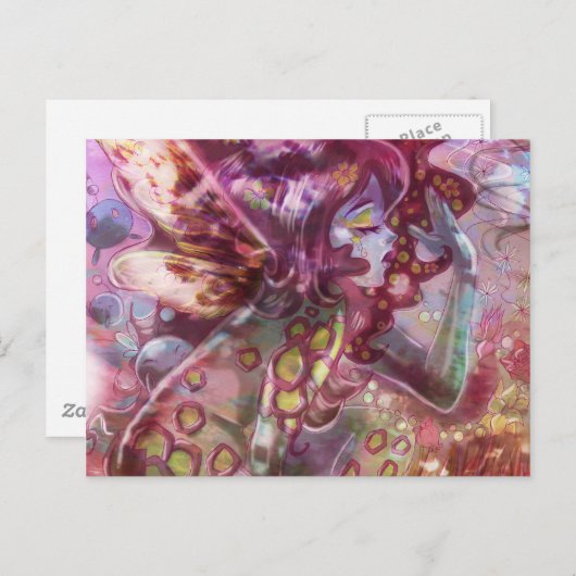 Psychedelic Earth Faerie Briefkaart (Voorkant / Achterkant)