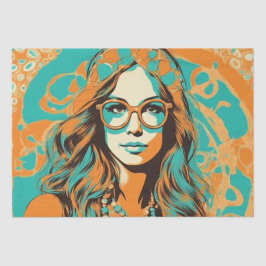 Psychedelic: Een 1960s Retro Hippie Decoupage Pape Tissuepapier (Voorkant)