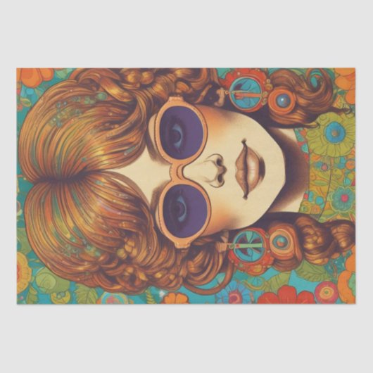 Psychedelic: Een 1960s Retro Hippie Decoupage Pape Tissuepapier (Voorkant)