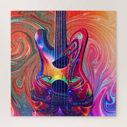 Psychedelic Electric Acoustic Semi Guitars Art Legpuzzel (Verticaal)
