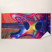 Psychedelic Electric Acoustic Semi Guitars Art Strandlaken (Voorkant)