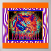 Psychedelic Electric Cat Poster (Voorkant)