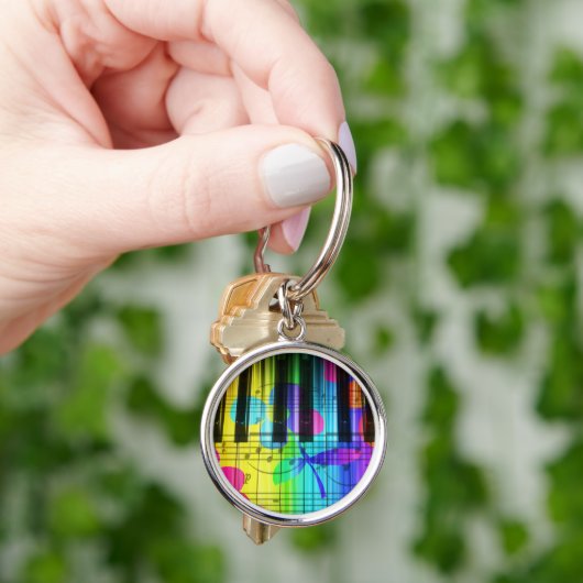 Psychedelic Electric Piano Keyboard en Flowers Sleutelhanger (Hand)