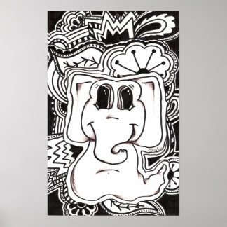 Psychedelic Elephant Poster
