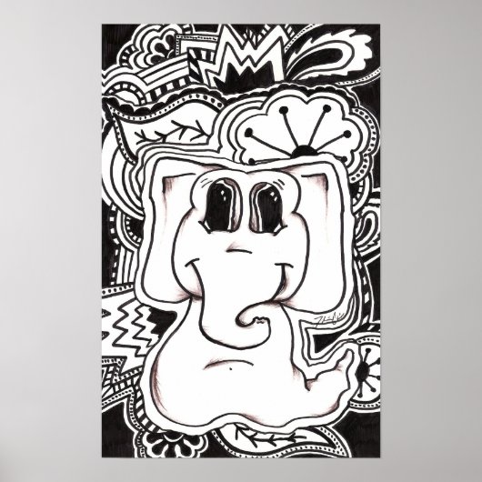 Psychedelic Elephant Poster (Voorkant)