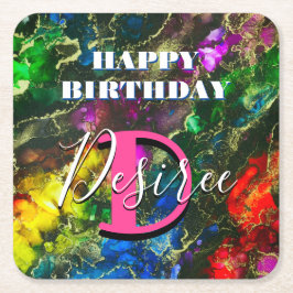 Psychedelic en Gilt Alcohol Ink Kartonnen Onderzetters