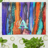 Psychedelic en Gilt Alcohol Ink Kitchen Towels Theedoek (Gevouwen)