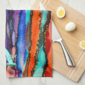 Psychedelic en Gilt Alcohol Ink Kitchen Towels Theedoek (Quarter Fold)