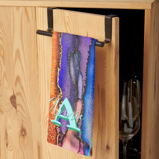 Psychedelic en Gilt Alcohol Ink Kitchen Towels Theedoek (Derde Gevouwen)