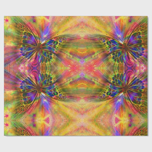 Psychedelic en multikleurenvlinder cadeaupapier (Vlak)
