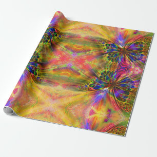 Psychedelic en multikleurenvlinder cadeaupapier