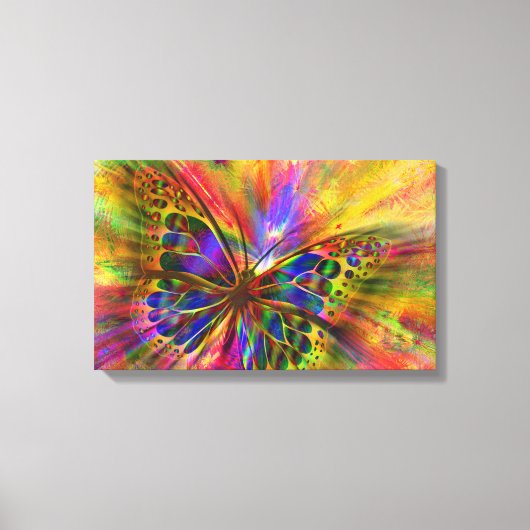 Psychedelic en multikleurenvlinder canvas afdruk (Voorkant)