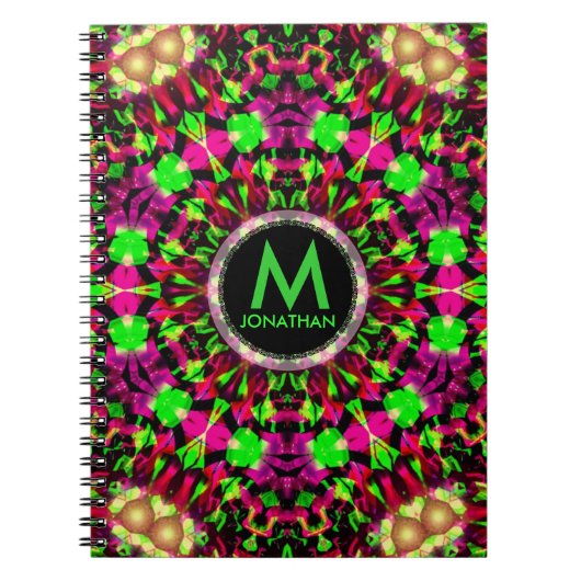 Psychedelic Explosion Monogram Notitieboek (Voorkant)