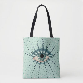 Psychedelic Eye Blue Stippen Abstracte Rare Kunst Tote Bag