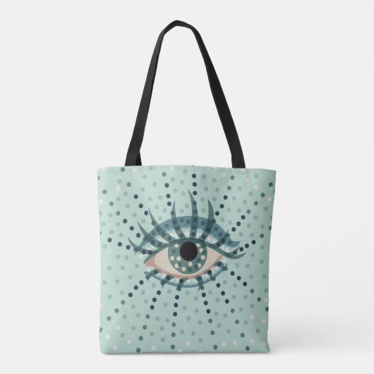 Psychedelic Eye Blue Stippen Abstracte Rare Kunst Tote Bag (Achterkant)