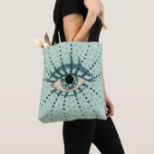 Psychedelic Eye Blue Stippen Abstracte Rare Kunst Tote Bag (Dichtbij)