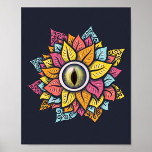 Psychedelic Eye Flower Art – Kleurrijke Bloemen Poster