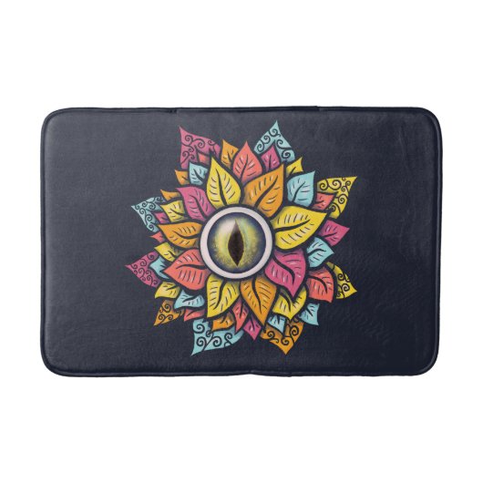 Psychedelic Eye Flower - Kleurrijke Trippy Art Badmat (Voorkant)