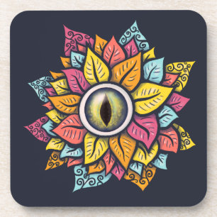 Psychedelic Eye Flower - Kleurrijke Trippy Art Bier Onderzetter
