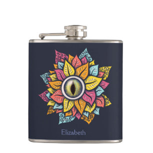 Psychedelic Eye Flower - Kleurrijke Trippy Art Heupfles
